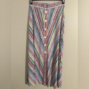 Robert Louis Multicolor Striped A-line Maxi Skirt in Large